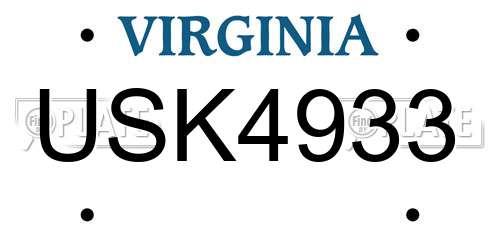 USK4933 Virginia License Plate