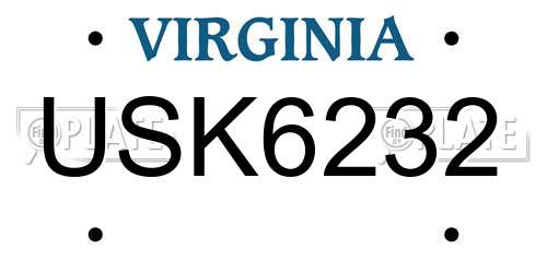 USK6232 Virginia License Plate
