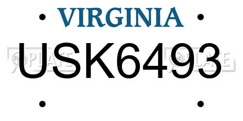 USK6493 Virginia License Plate