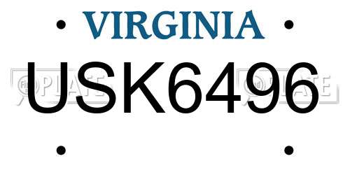 USK6496 Virginia License Plate