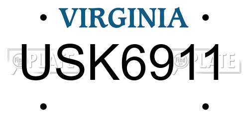 USK6911 Virginia License Plate