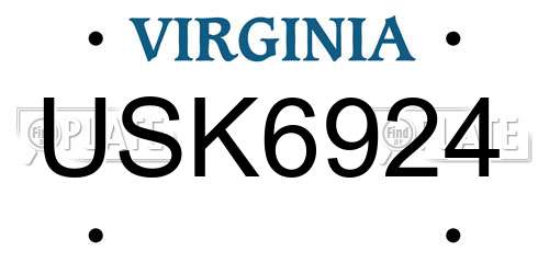 USK6924 Virginia License Plate
