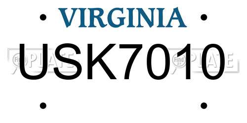 USK7010 Virginia License Plate