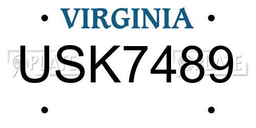 USK7489 Virginia License Plate