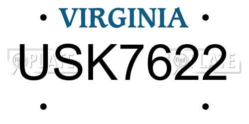 USK7622 Virginia License Plate