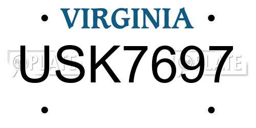 USK7697 Virginia License Plate