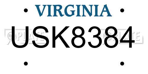 USK8384 Virginia License Plate