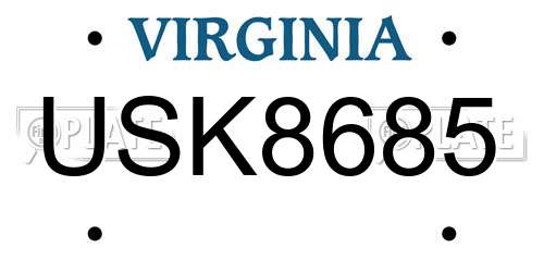 USK8685 Virginia License Plate