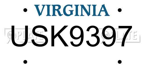 USK9397 Virginia License Plate