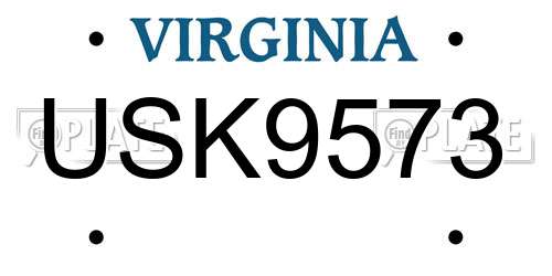 USK9573 Virginia License Plate