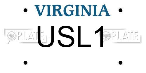 USL1 Virginia License Plate