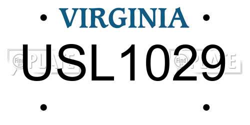 USL1029 Virginia License Plate