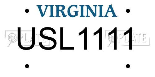 USL1111 Virginia License Plate