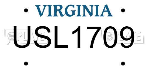 USL1709 Virginia License Plate