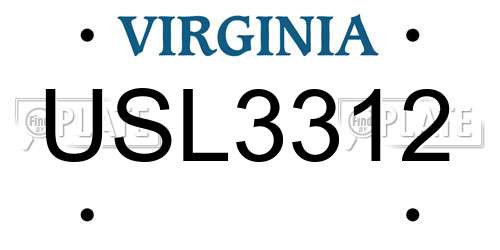 USL3312 Virginia License Plate