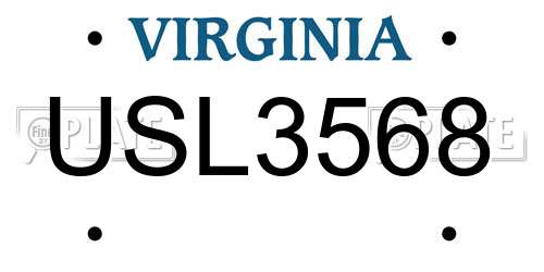 USL3568 Virginia License Plate