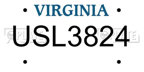 USL3824 Virginia License Plate
