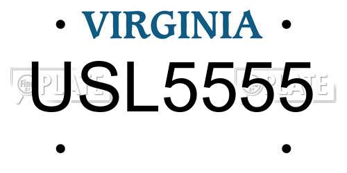 USL5555 Virginia License Plate