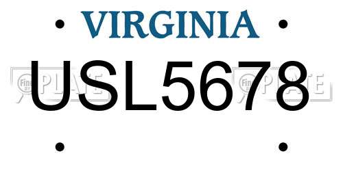 USL5678 Virginia License Plate