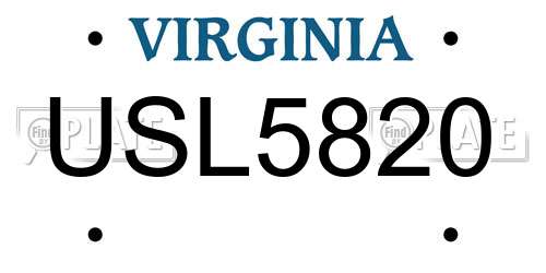 USL5820 Virginia License Plate
