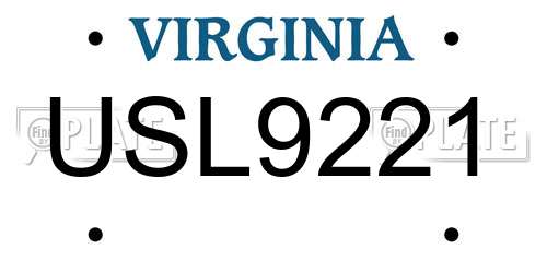 USL9221 Virginia License Plate