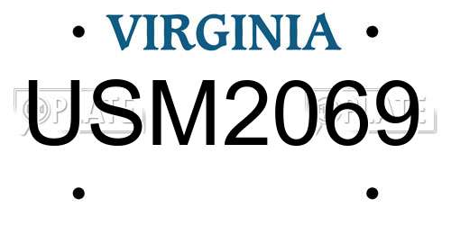 USM2069 Virginia License Plate