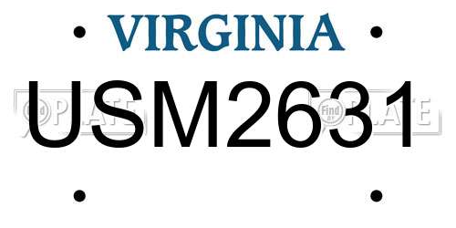 USM2631 Virginia License Plate