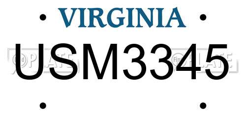 USM3345 Virginia License Plate