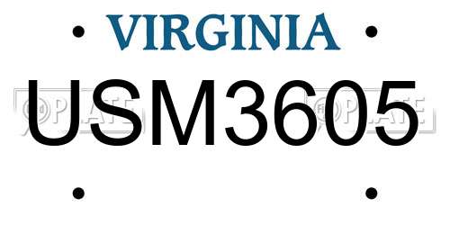 USM3605 Virginia License Plate