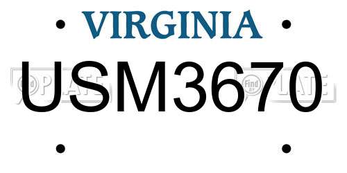 USM3670 Virginia License Plate