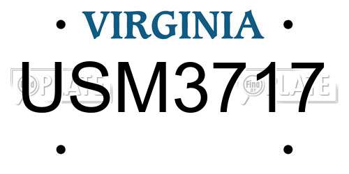 USM3717 Virginia License Plate