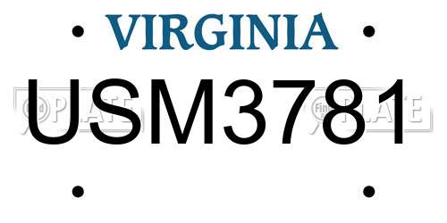 USM3781 Virginia License Plate