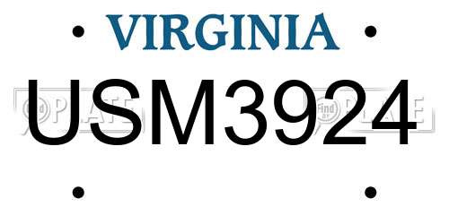 USM3924 Virginia License Plate