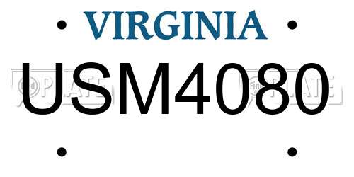 USM4080 Virginia License Plate