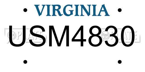 USM4830 Virginia License Plate