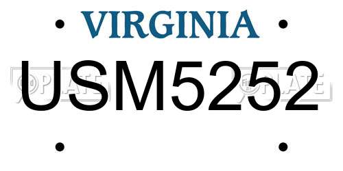 USM5252 Virginia License Plate