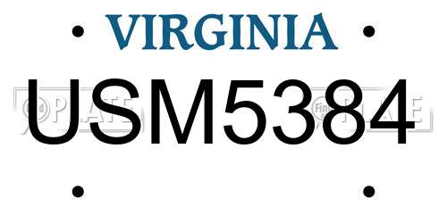 USM5384 Virginia License Plate