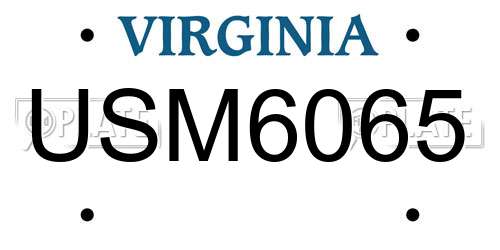 USM6065 Virginia License Plate