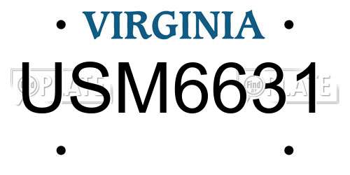 USM6631 Virginia License Plate