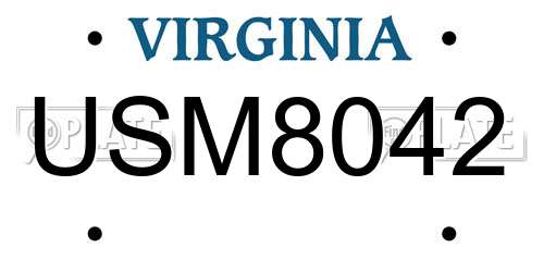 USM8042 Virginia License Plate
