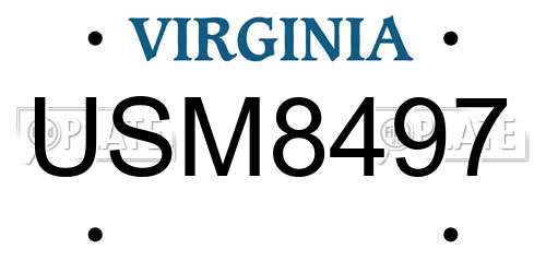 USM8497 Virginia License Plate