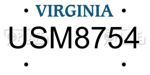 USM8754 Virginia License Plate