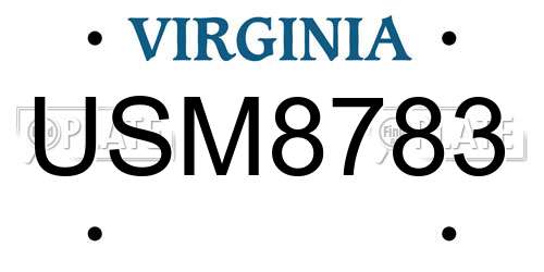 USM8783 Virginia License Plate