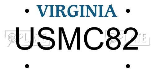 USMC82 Virginia License Plate