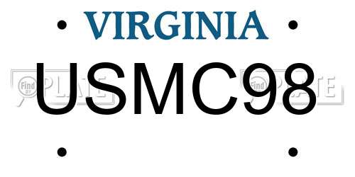 USMC98 Virginia License Plate