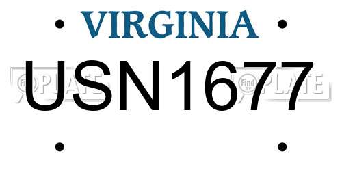 USN1677 Virginia License Plate