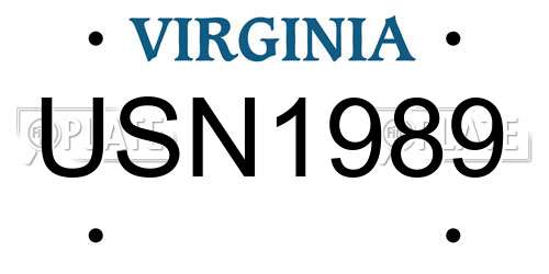 USN1989 Virginia License Plate