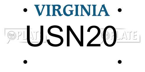 USN20 Virginia License Plate