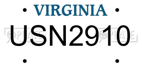 USN2910 Virginia License Plate