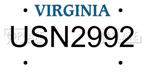 USN2992 Virginia License Plate